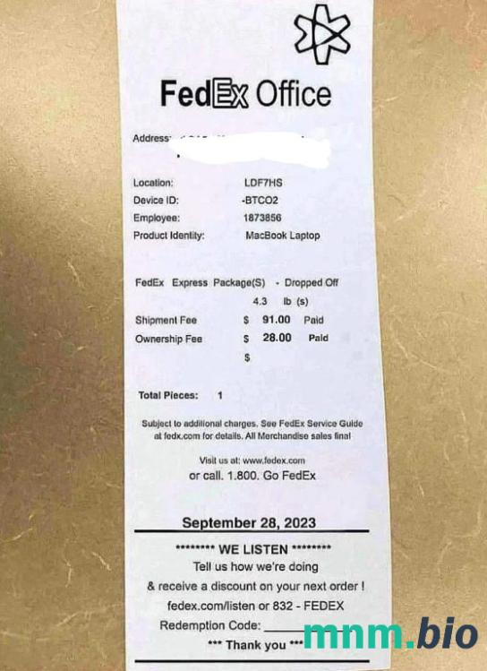 FedEx Office szablon pokwitowania płatności PSD
